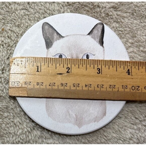 Cat Themed Coasters Ceramic Set Of 4 Round With Watercolor Design - Picture 7 of 8